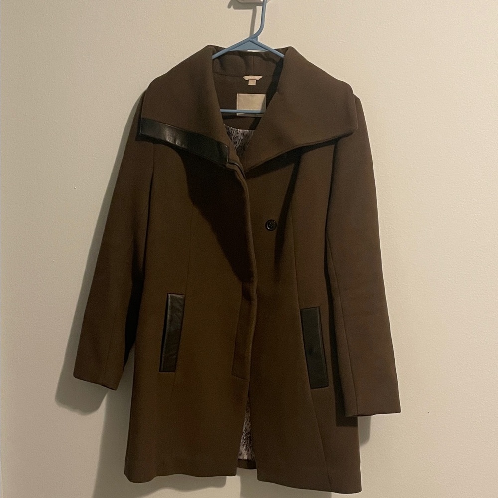 Soia & Kyo Brown Trench Coat with Black Accents